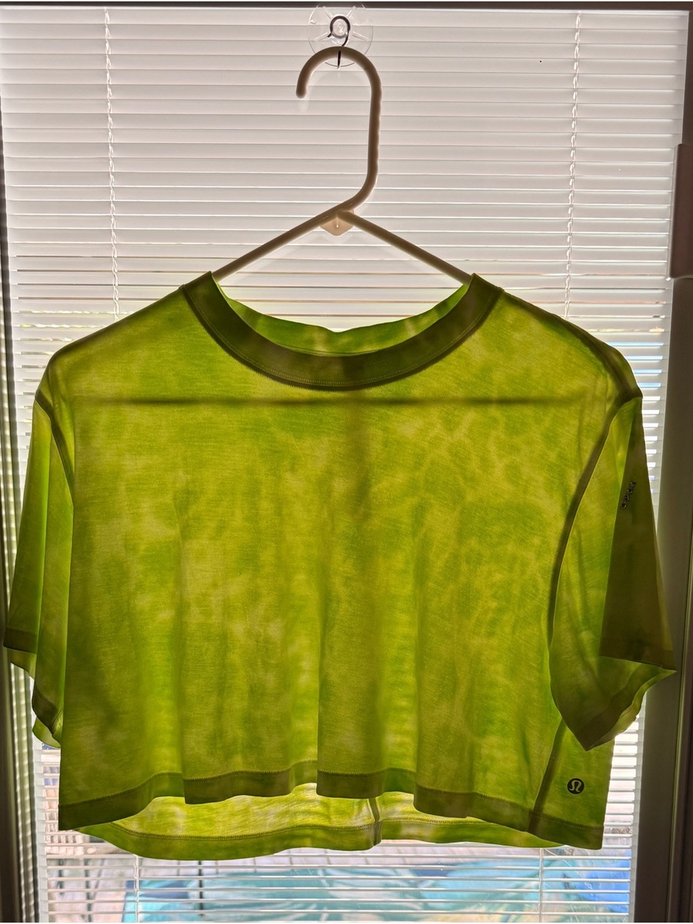 lululemon athletica Neon Lime Sheer Cropped Tee